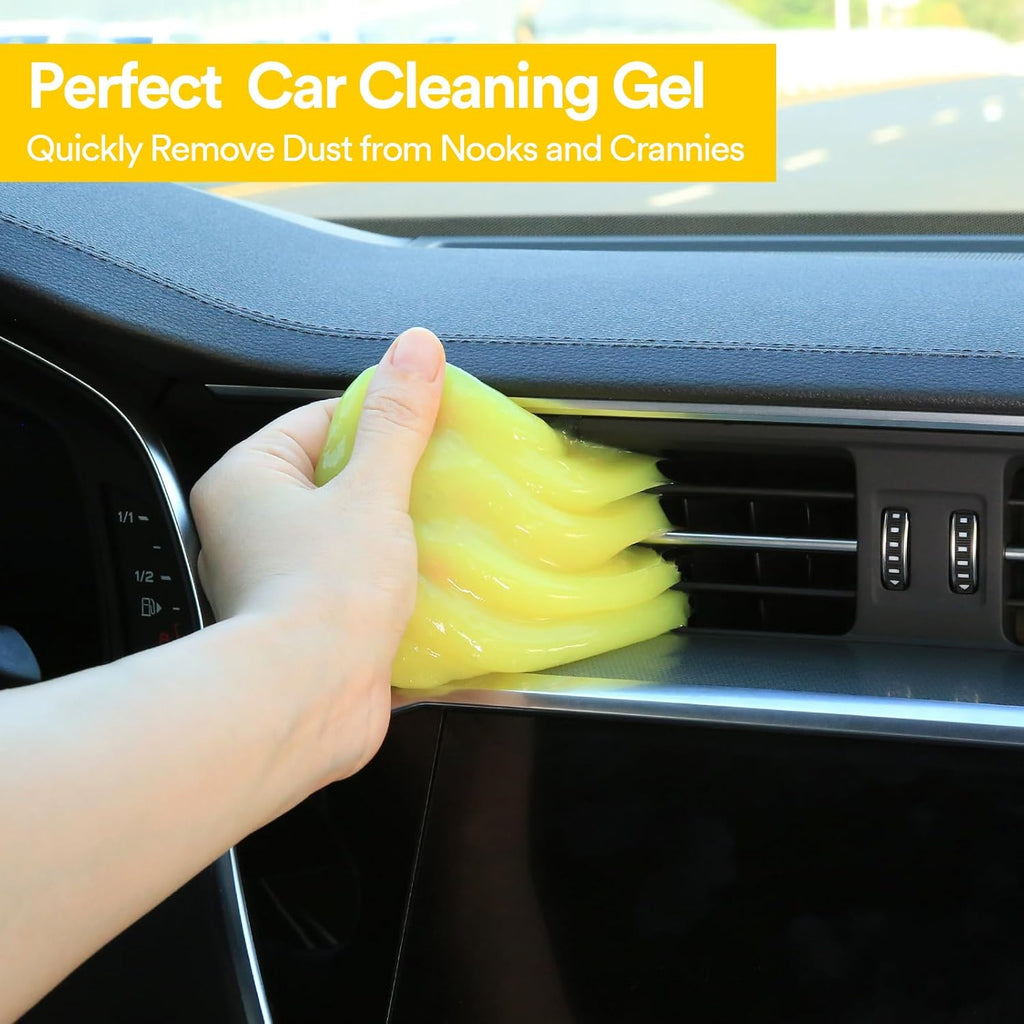 Car Cleaning Gel Detailing Kit Clean Putty Gel Reusable Auto Detail Tools Car Slime Cleaner Cleaning Supplies, Dust Remover Gifts for Men Women Yellow