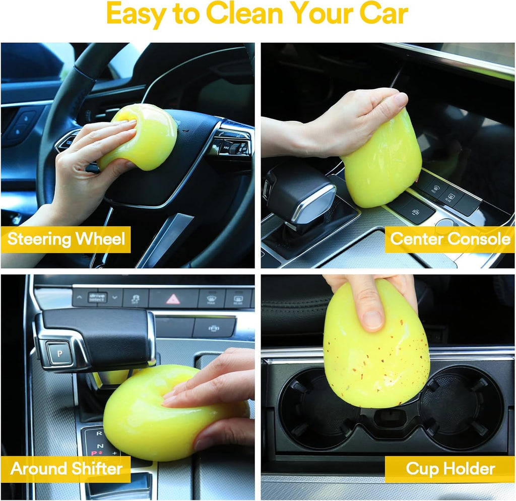 Car Cleaning Gel Detailing Kit Clean Putty Gel Reusable Auto Detail Tools Car Slime Cleaner Cleaning Supplies, Dust Remover Gifts for Men Women Yellow